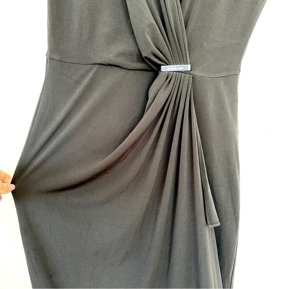 Michael Kors faux wrap midi  dress, sleeveless, v-neck, stretch jersey knit - Picture 11 of 17